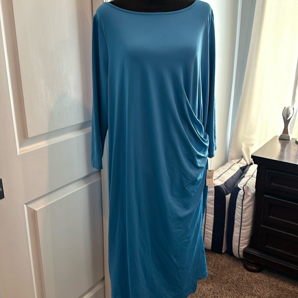 Blue Matte Jersey Talbots Wrap Dress.  New with tags!!